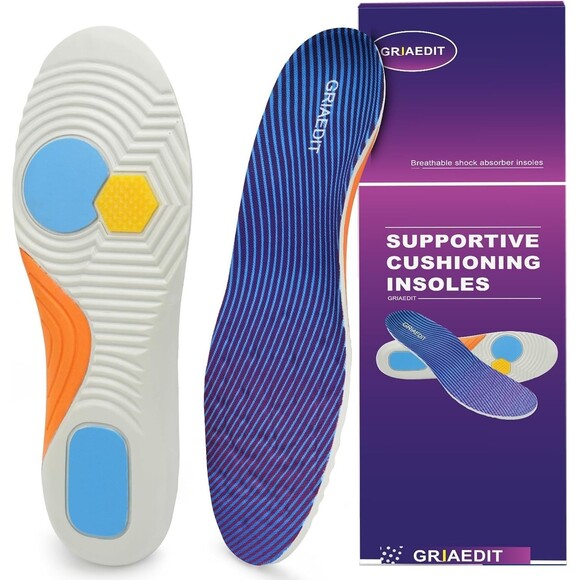 GRIAEDIT Orthotic Insoles Shock Absorbing Pain Relief for Shoes Size M12/W14 - Picture 5 of 5